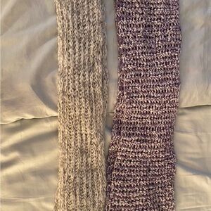 Cozy Knit Scarves in White, Gray and Black, and Purple